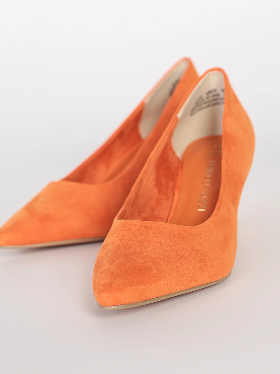 Туфли-лодочки оранжевого цвета на высоком каблуке